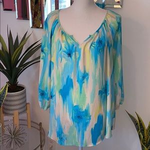 Zac & Rachel turquoise floral top